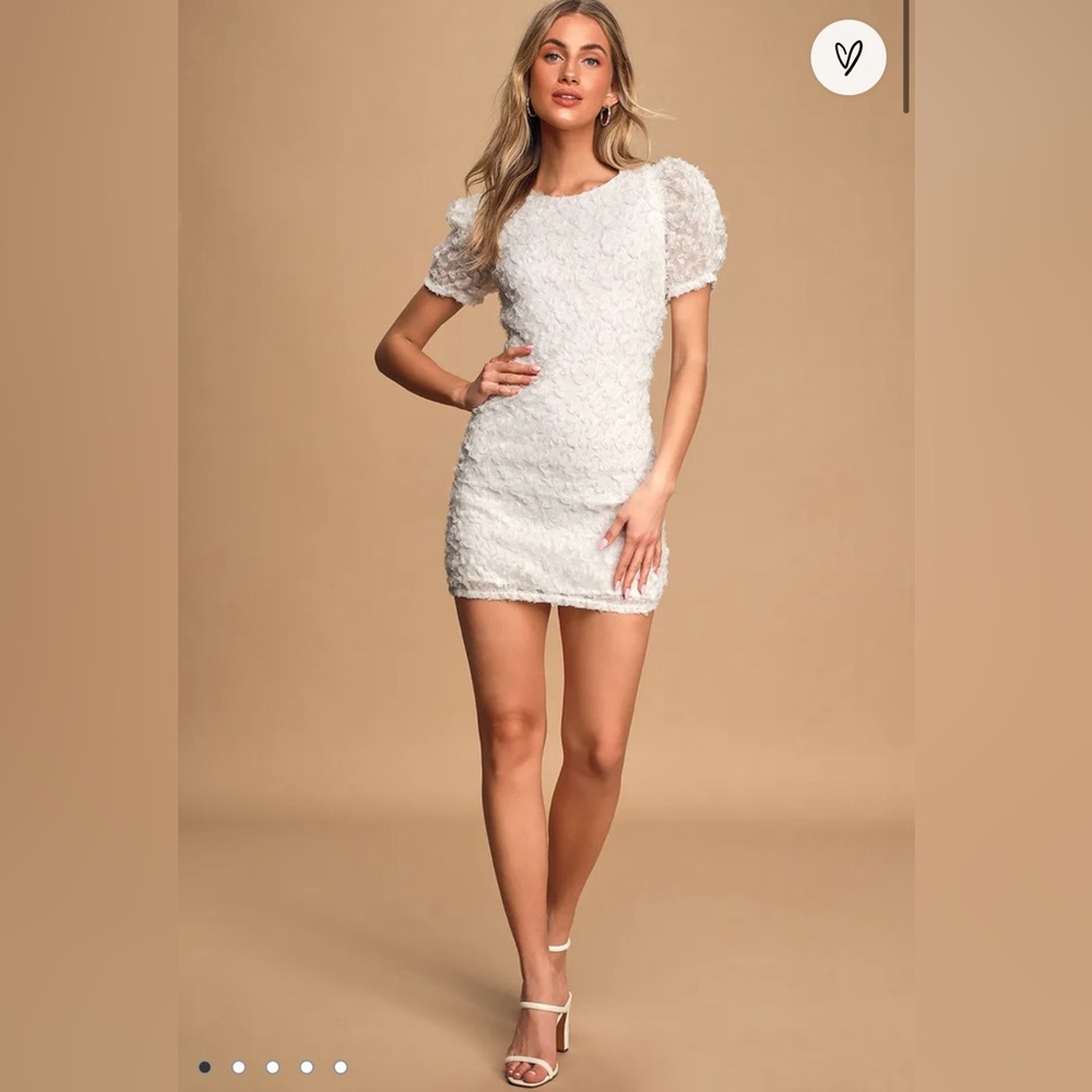 Always For You White Puff Sleeve Mini Dress